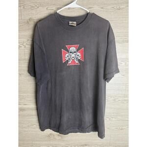 Skeleton Cross Skulls Biker Y2K Graphic T-Shirt AAA  XL